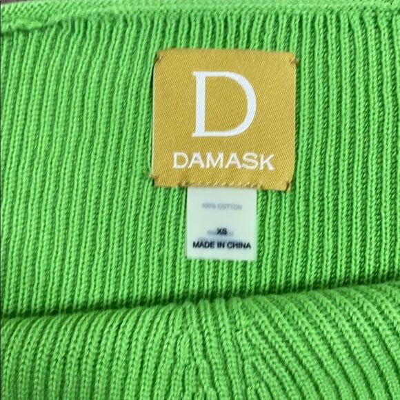 DAMASK DIRECTIONAL Ribbed Knit Split Hem 3/4 Sleeve Cotton A-Line Sweater - Picture 8 of 8